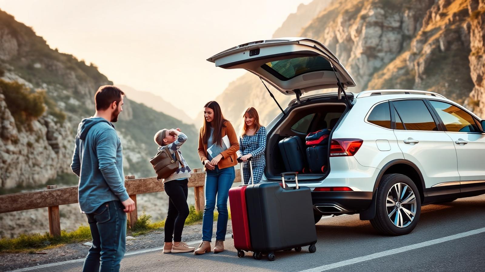 Family on a European road trip